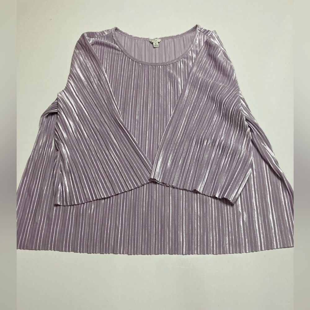 Cato Est. 1946 Top Womens X Large Lavender Purple Velvet Ribbed Wide Sleeve